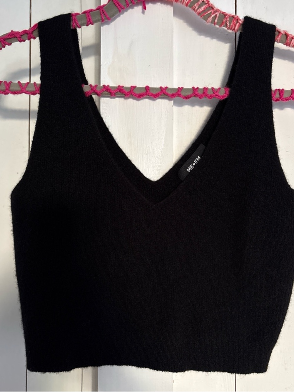 ME+EM Black V-Neck Knit Tank Top